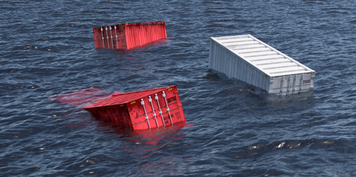 Shipping,Containers,Lost,At,Sea,-,3d,Rendering
