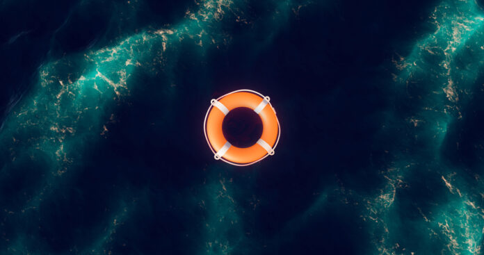 Life,Buoy.,Life,Buoy,In,Water.,Top,View,Of,Lifebuoy.
