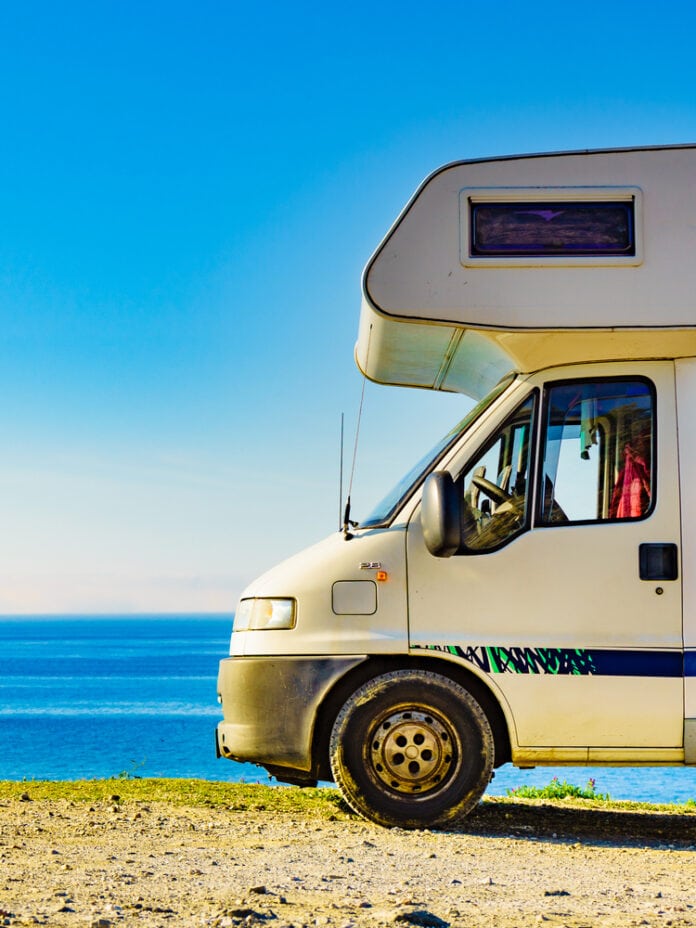 Camper,Rv,Caravan,On,Mediterranean,Coast,In,Spain.,Wild,Camping