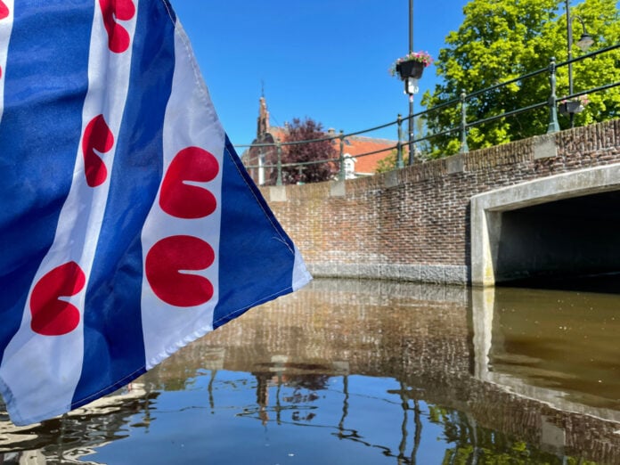 Frisian,Flag,At,A,Canal,In,Bolsward,In,Friesland,The