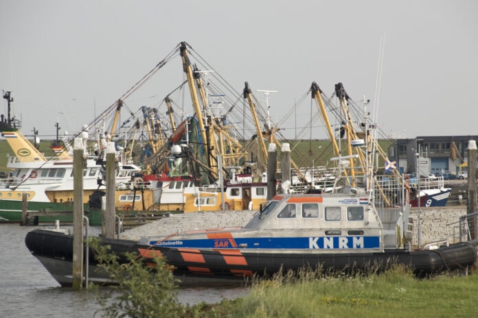 Stellendam,Deltahaven,harbor,june,2017:rescue-bowt,And,Fishingships,Are,Mooring,In,The,Harbor