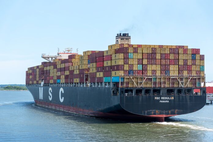 Savannah,,Ga,,Usa,-,July,24,2022:,Container,Ship, Containerschip MSC